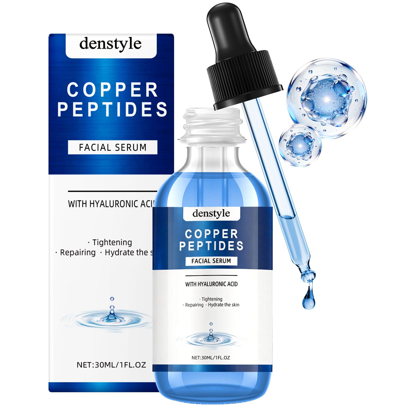 Kupferpeptid-Serum mit Hyaluronsäure & GHK-CU, Anti-Aging Gesichtsserum, entwickelt für feuchtigkeitsbedürftige, beruhigende und reparative Hautpflege, Für Alle Hauttypen-30ml