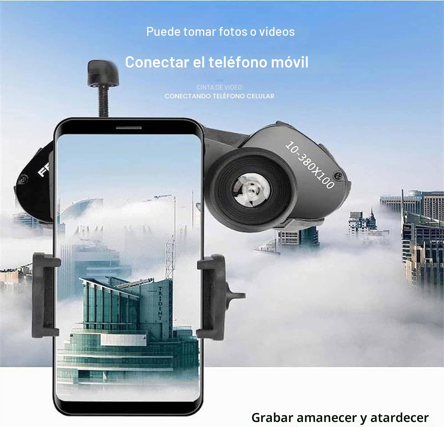 Binoculares potentes 10-380X100 de largo alcance Super Zoom HD impermeable telescopio
