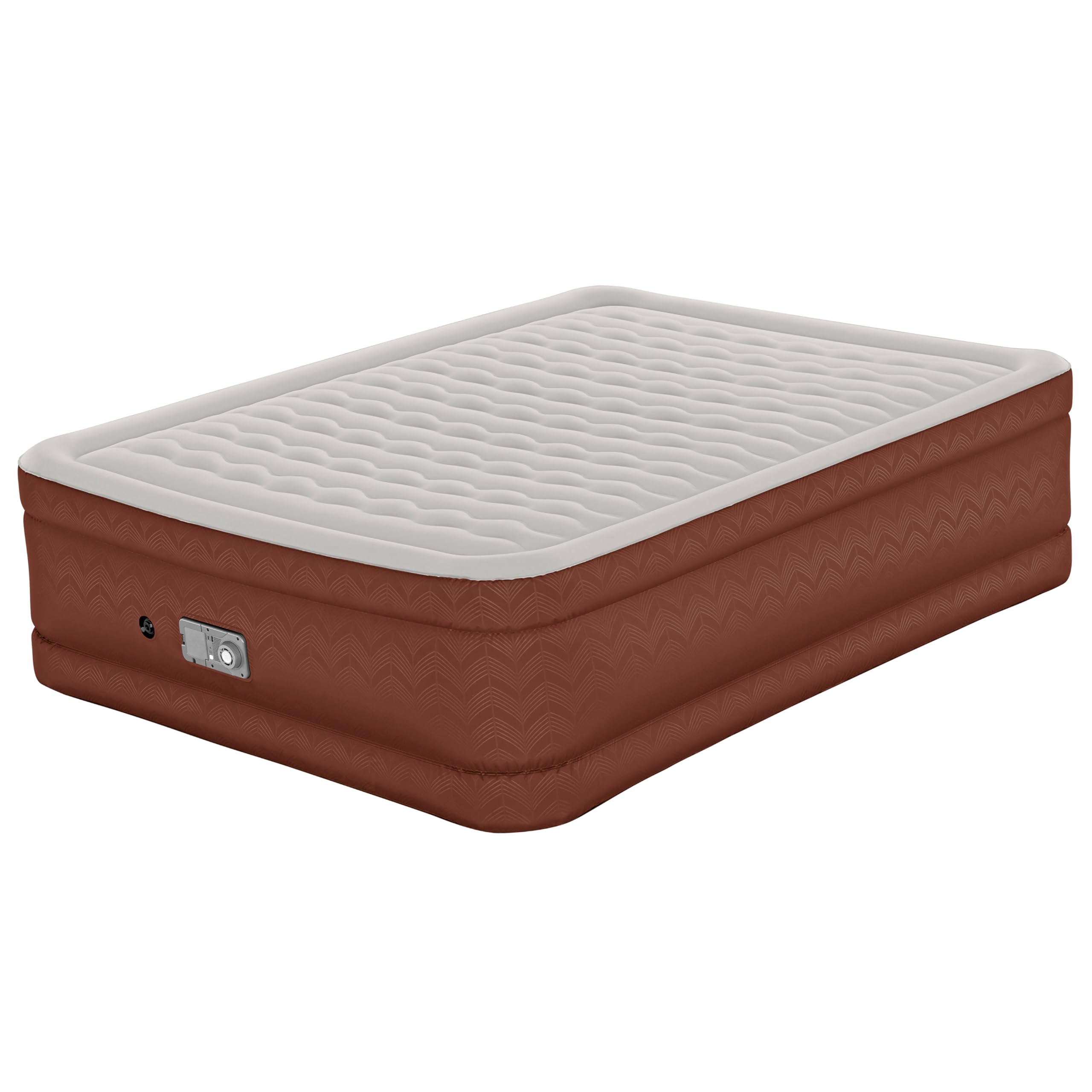 Bestway AlwayzAire Fortech podwójne łóżko dmuchane z pompą Comfort Choice+, 203 x 152 x 51 cm, dla 2 osób, 350 kg, 180 s, falowane wiązki, porty USB, lampka nocna, Soft Top, w zestawie torba, zestaw