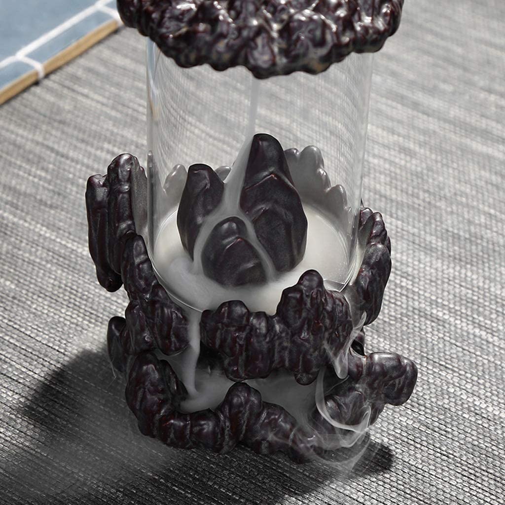Fuentes de Incienso,Yoga Quemador De Incienso De Vidrio De Reflujo, Decoración Creativa para El Hogar, Ceremonia del Té, Horno De Aromaterapia De Cerámica, Regalo Zen