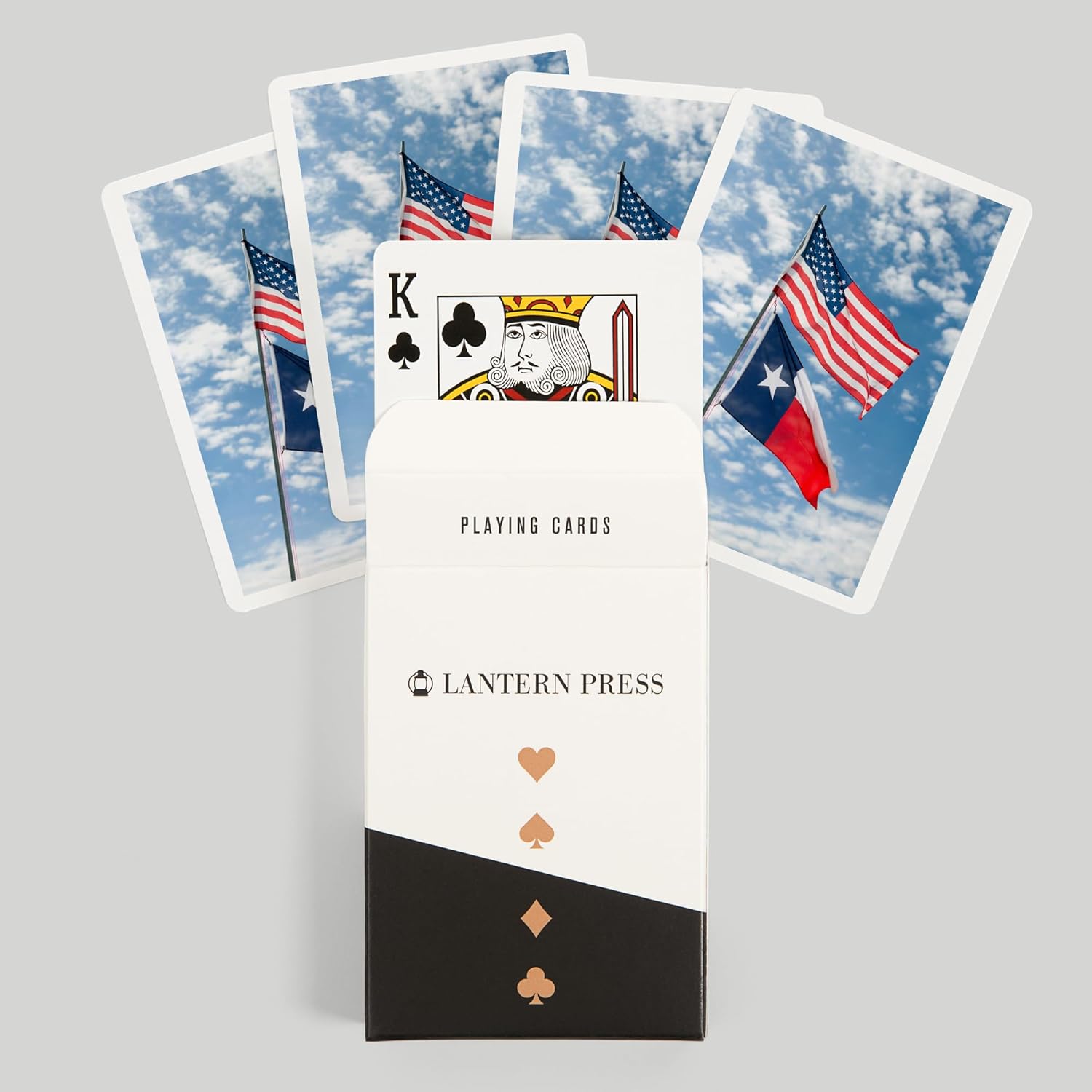 Lantern Press American and Texas Flags, 52 Playing Cards for Adults, Poker Size Card Deck