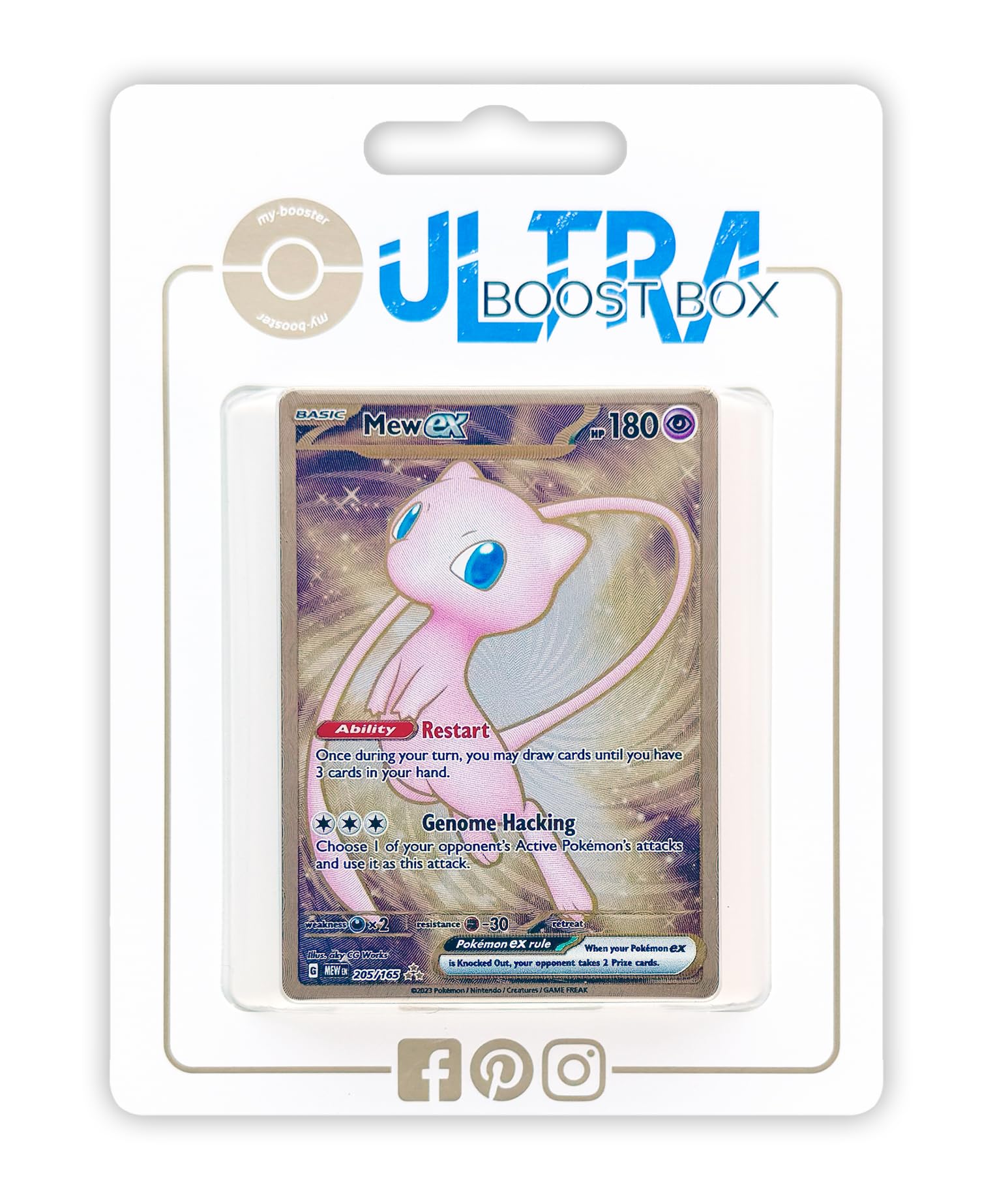 Mew ex 205/165 Oro Secreta - Myboost X Écarlate et Violet 3.5-151 Box de 1 Carta Pokémon metálica Inglesa