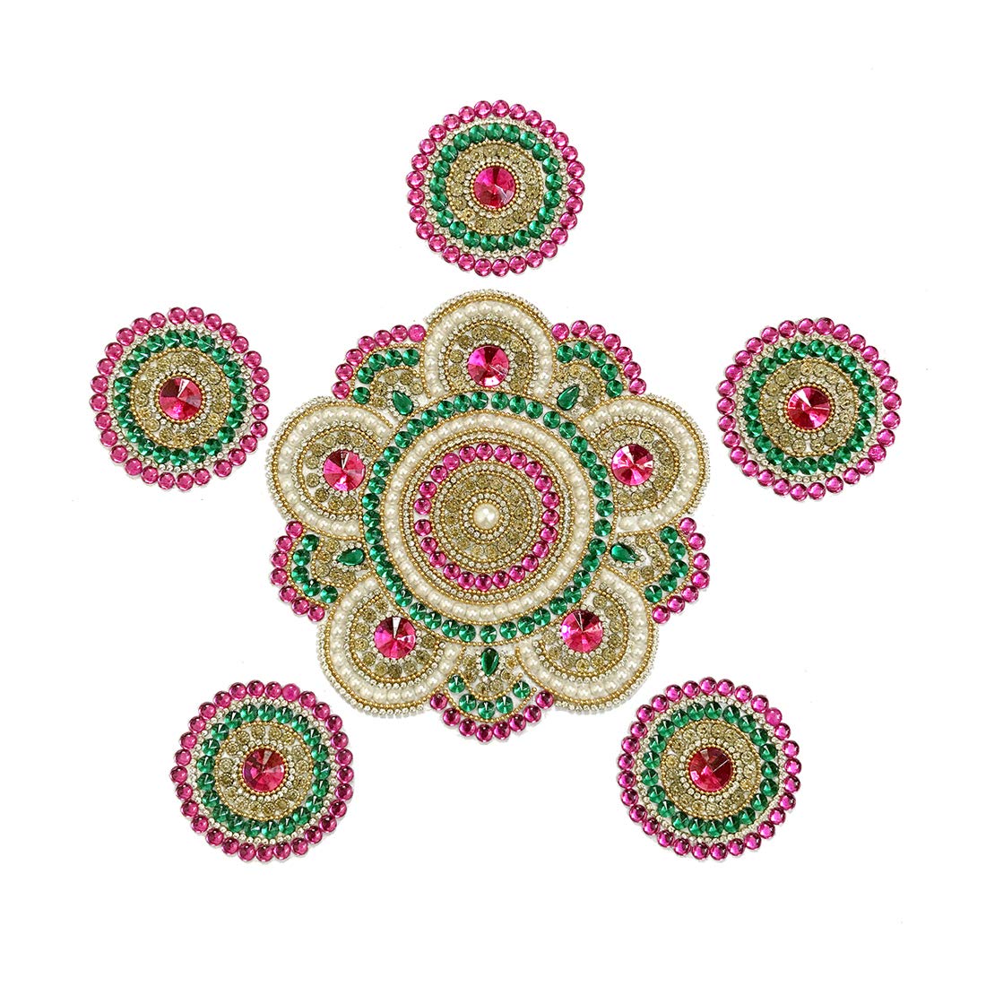Aabhaas Designer Floor|Table Rangoli Decorative Showpiece Acrylic Kundan | Acrylic Handcrafted Decorative Diwali Rearrangeable Kundan Rangoli for Floor | Table Rangoli Decorative Showpiece