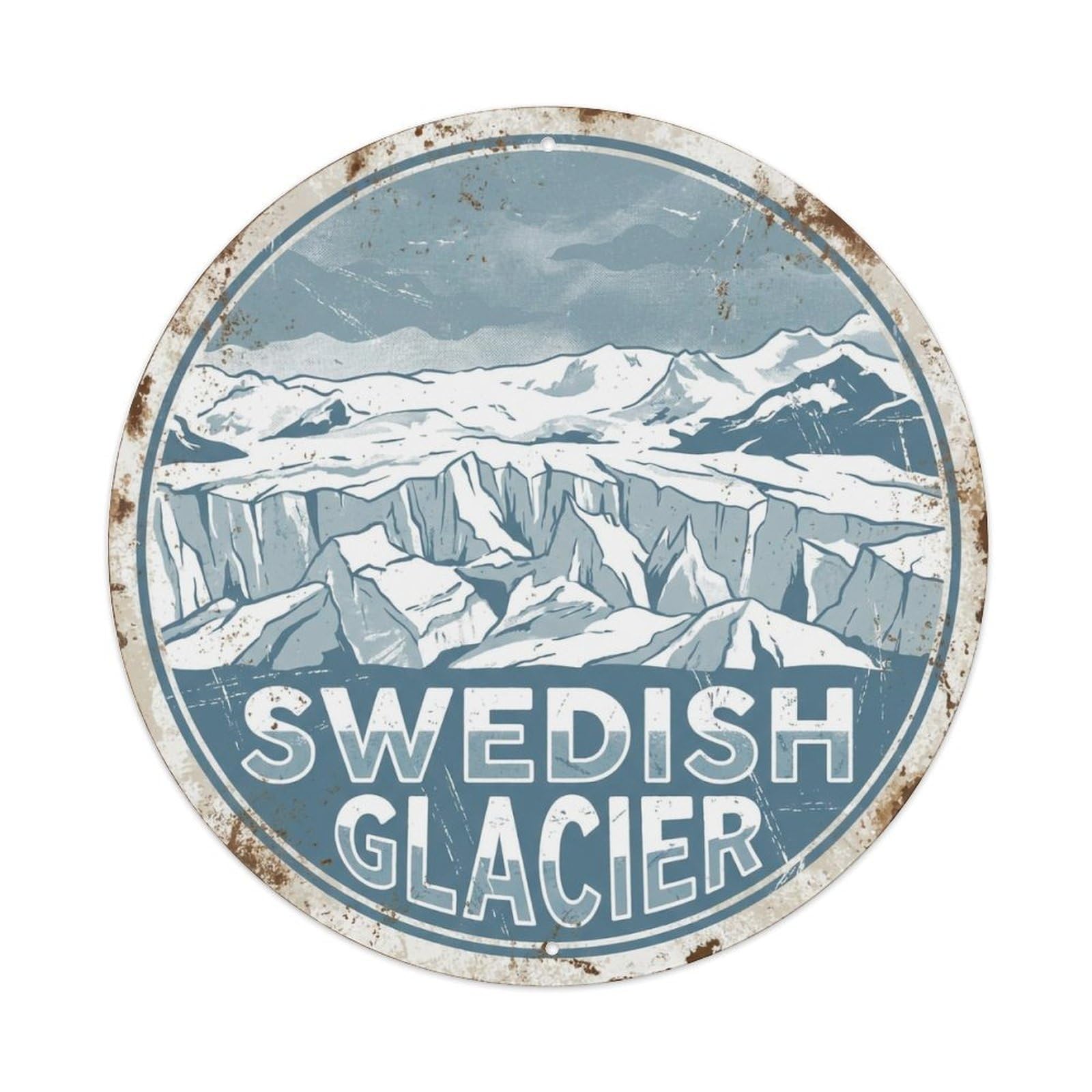 Okahys 8X8inch(20X20cm) Vintage Travel Glacier Sweden Ice Metal Tin Sign