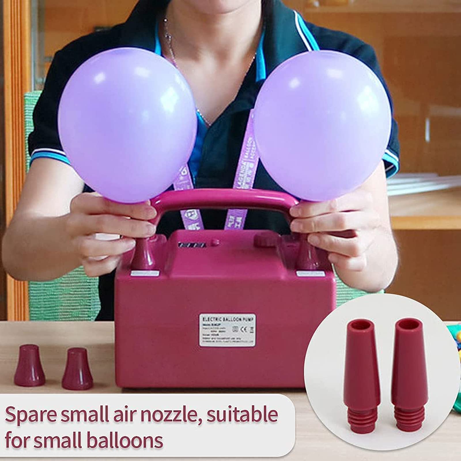 Bomba Sopladora Portátil De Doble Boquilla, Inflador De Globos Portátil De 800W, Bomba De Globos Eléctrica, Puede Ajustar La Velocidad Y El Tiempo De Inflado, para Decoración, Fiesta,Regalos