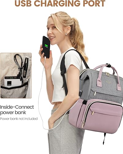 Miniatura 5 de LOVEVOOK - Mochila para ordenador portátil para mujer, de moda, de negocios, de viaje, con monedero, mochila para estudiantes, mochila de trabajo