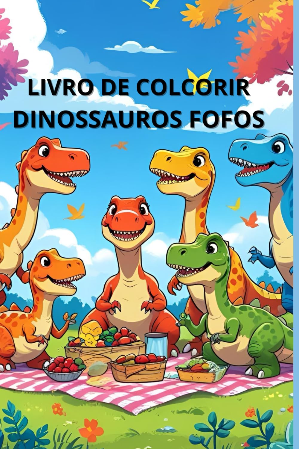 Livro de Colorir Dinossauros Fofos com 79 desenhos