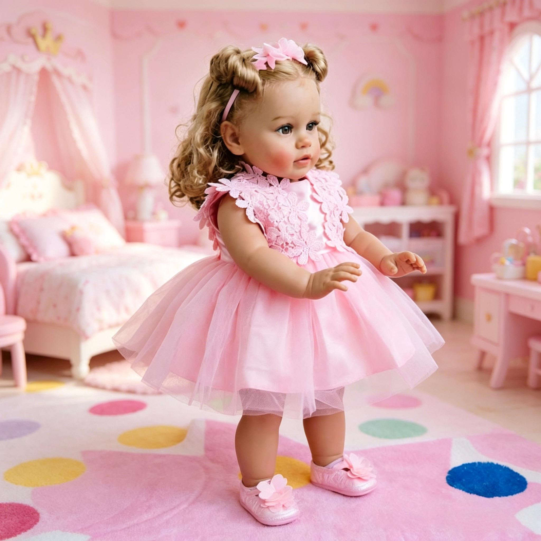 RXDOLL Realistische Reborn-Babypuppe, Mädchen, 66 cm, handgefertigt, Reborn-Kleinkind-Puppe mit weichen Vinyl-Gliedmaßen, Stoffkörper, lebensechte Neugeborenen-Puppen, Weihnachtsgeschenk