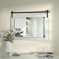 Vista 71 de COGOOD - Espejo de puerta de granja estilo granero - 41" x 26" Espejo de pared con marco de madera rústica para baño, sala de estar, decoración