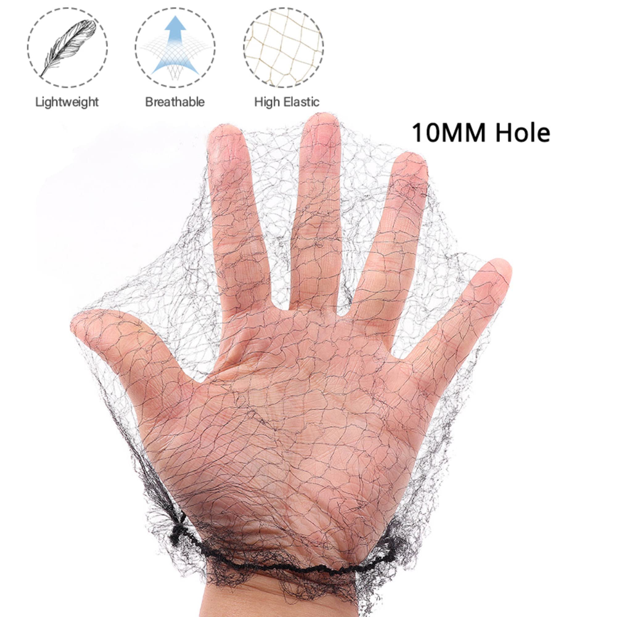Unsichtbare Haarnetze für langes Haar, 100 Stück, 45,7–116,8 cm, schwarz, elastisches Netz, Perückenkappe für Perücken, Frontverschluss, Haarknoten, Schlafen, Lebensmittelservice (61 cm)