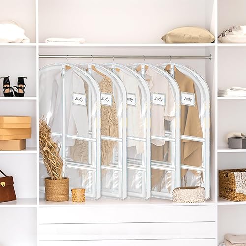 Miniatura 6 de Juego de bolsas transparentes para ropa para viajes, danza, bolsas de ropa para bailarines, bolsas de ropa para colgar ropa, con 6 bolsas medianas