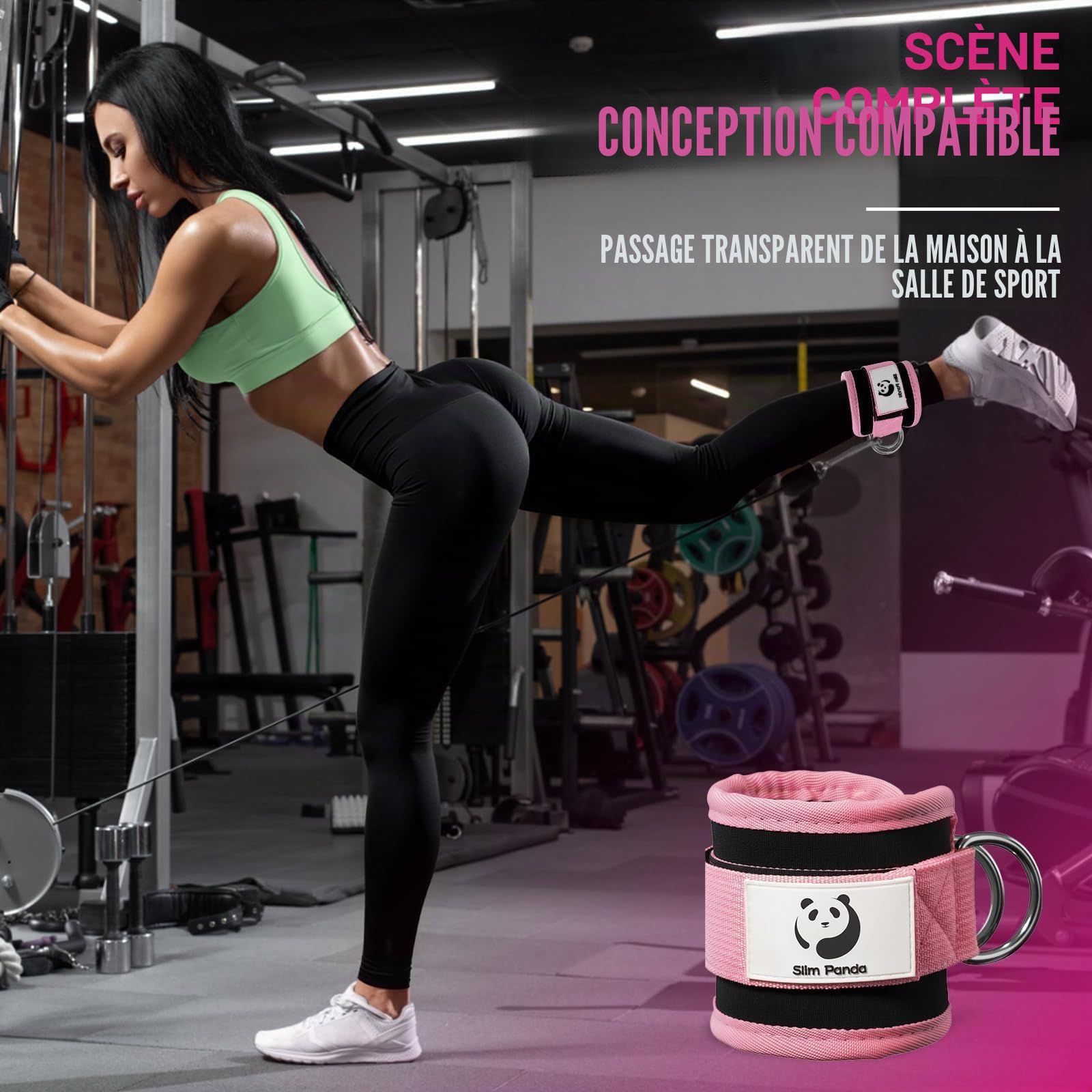 Slim Panda Sangle Cheville Musculation Poulie (rembourré) - Sangle Musculation et de Fitness sur Le Câble Machines - Ankle Straps