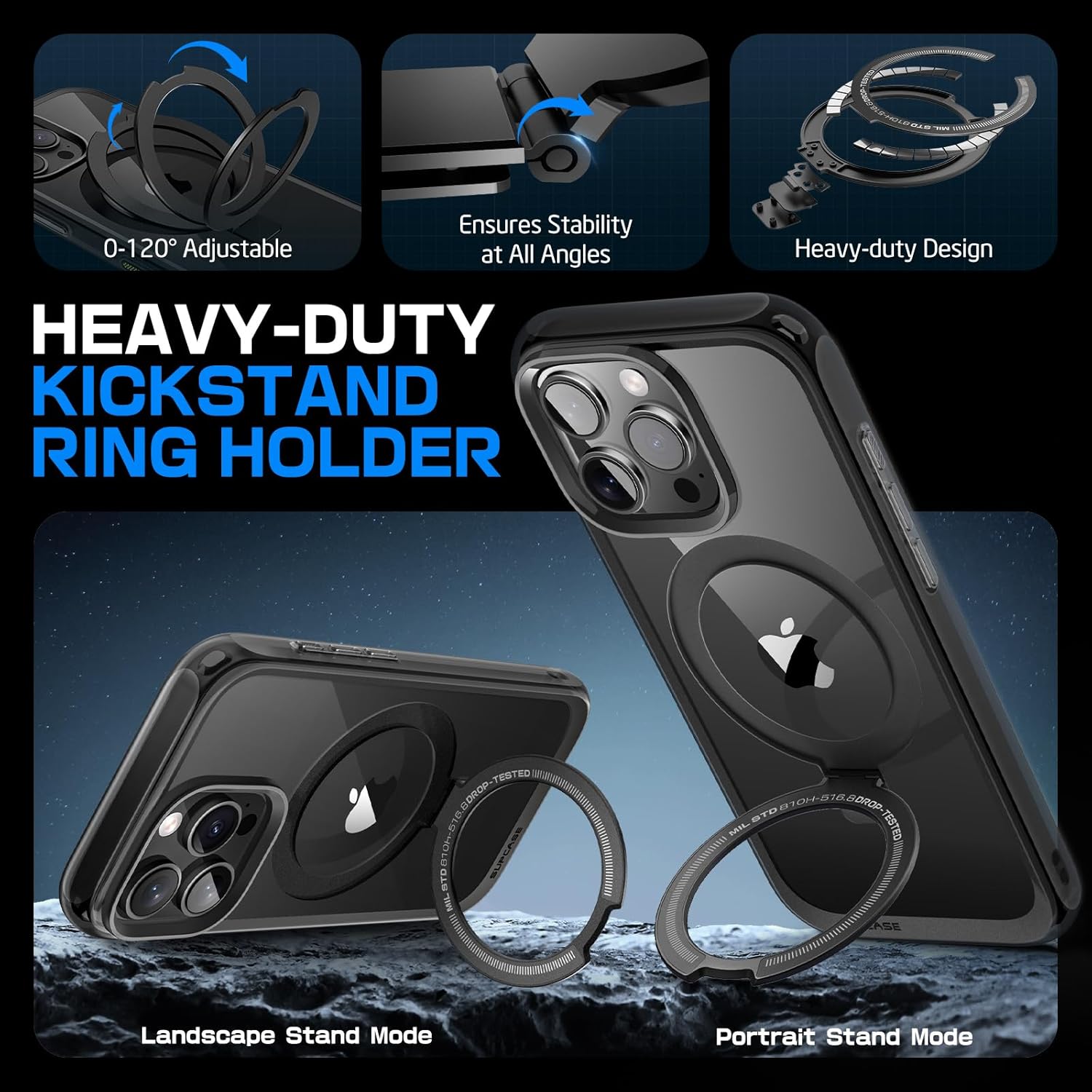 SUPCASE for iPhone 16 Pro Case with Camera Control Capture Button (Unicorn Beetle Mag Stand), [Compatible with MagSafe] Slim Protective Magnetic Phone Case for iPhone 16 Pro 6.3'' 2024, Dark - Image 6