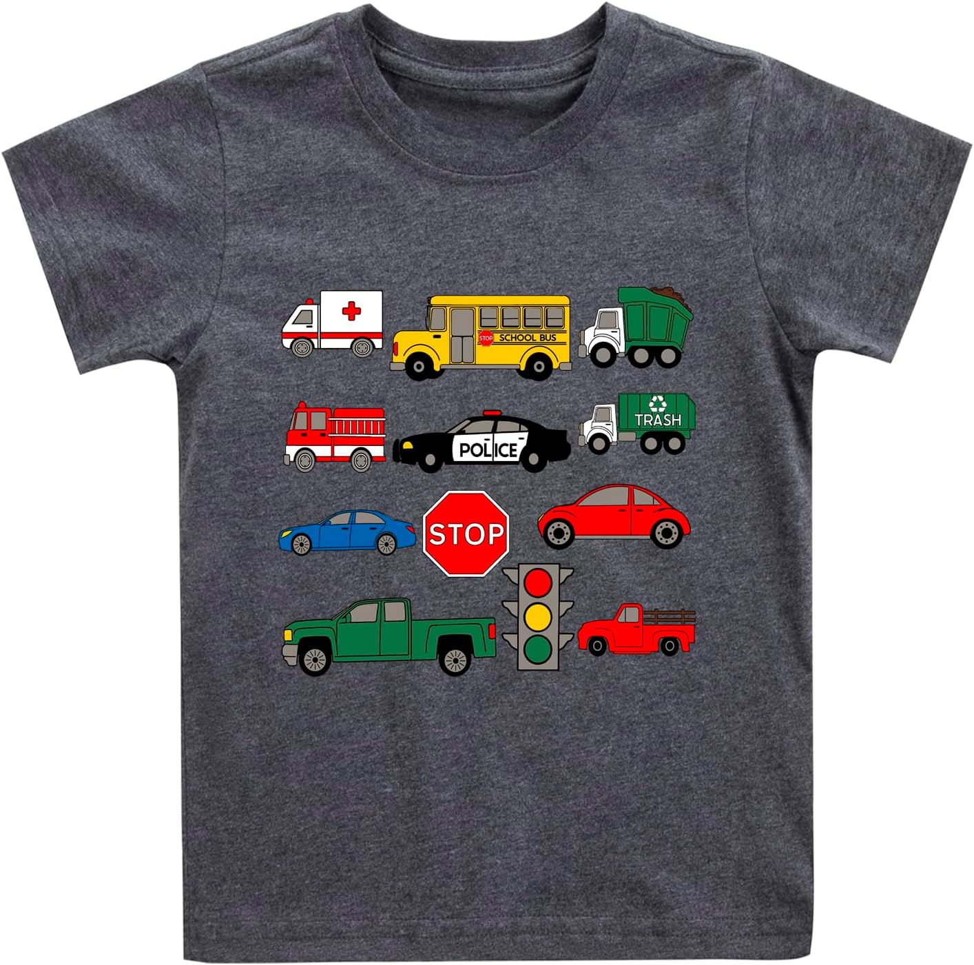 Toddler Shirts Boys Kids Construction Alphabet Truck Graphic Short Sleeve Tee Shirt Clothes for 2-7 Years Old