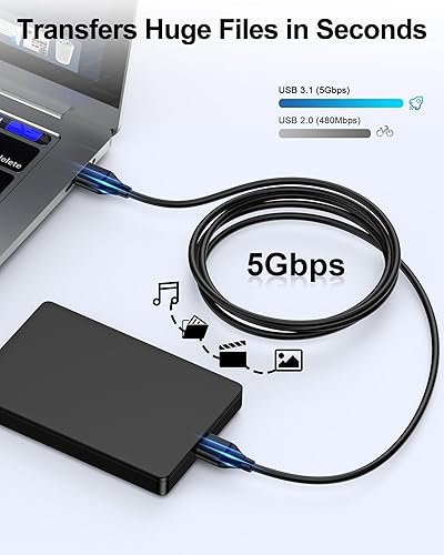 Miniatura 3 de Cable USB a USB de 6 pies, macho a macho, cable USB A a USB A para discos duros WD, PC, Mac, laptop, PS4, Xbox, USB 2.0 tipo A, impresora, cable