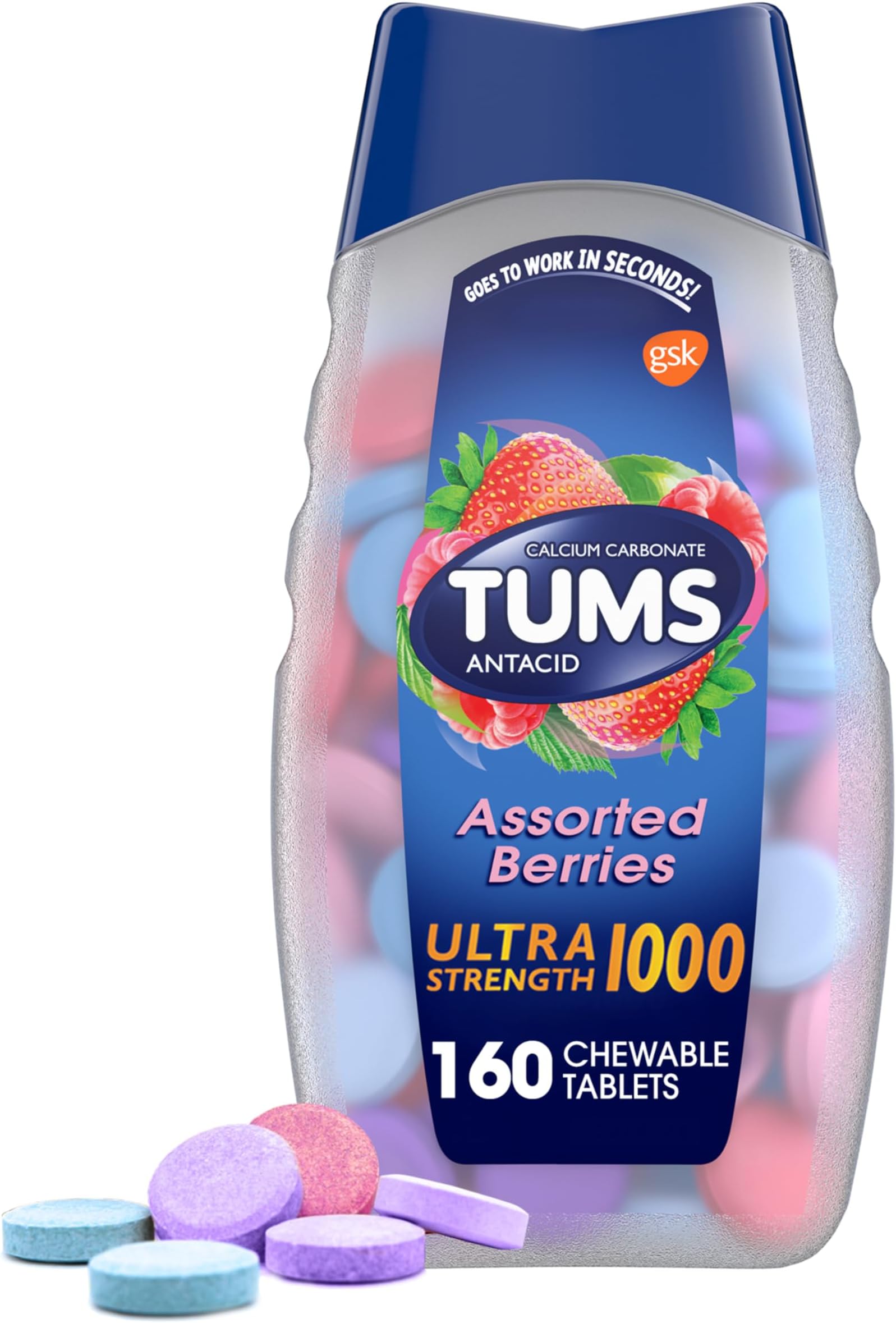 Glaxo Smithkline Consumer B001G7QOU6 Ultra Strength Assorted Berrie Antacid Chewable Tablet for Heartburn Relief, Pack of 160