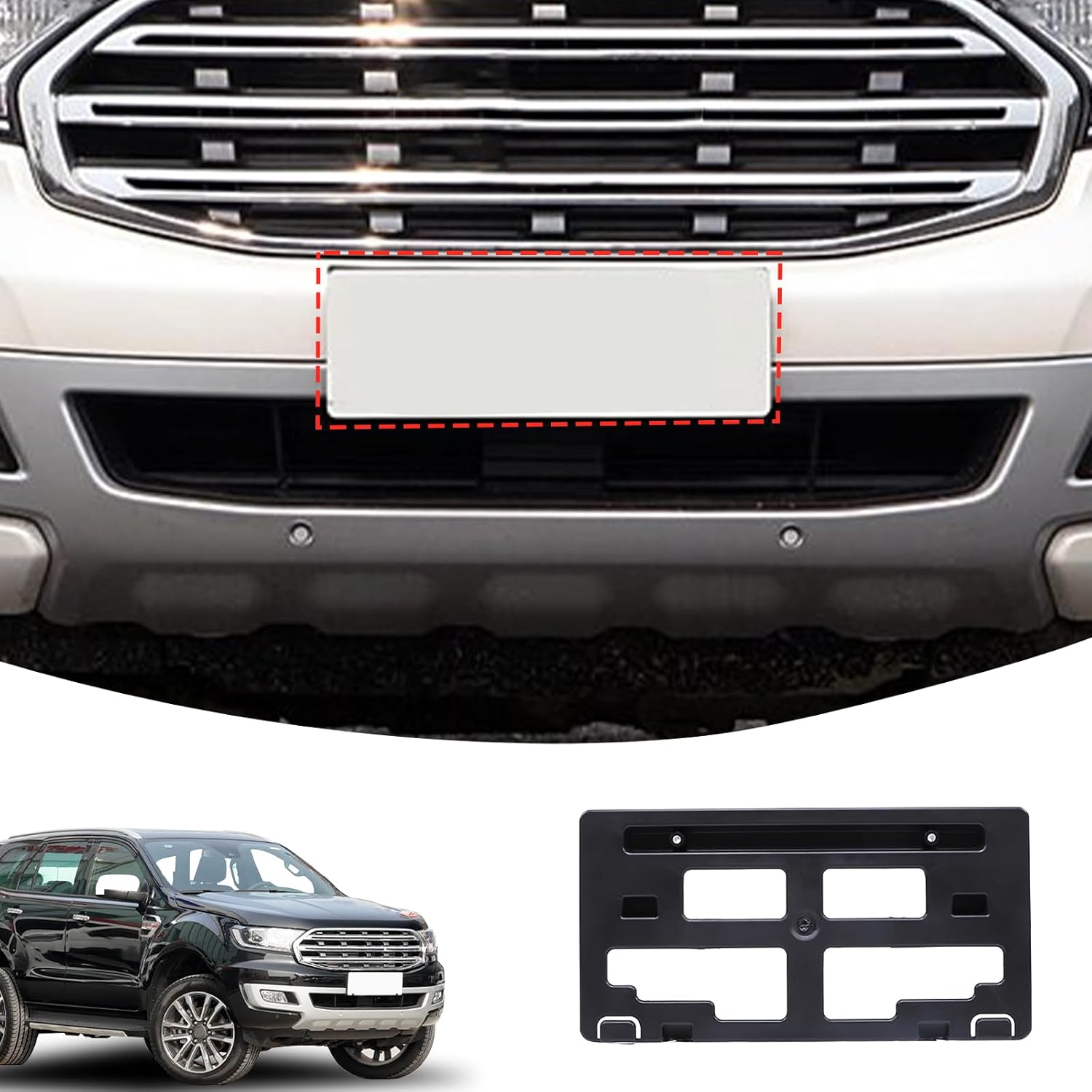 Car Front License Plate Bracket Compatible with Ford Ranger 2019-2022 Car Front License Plate Frame Tag Holder Mounting Mount Bolt Adapter Accessories KB3Z17A385A