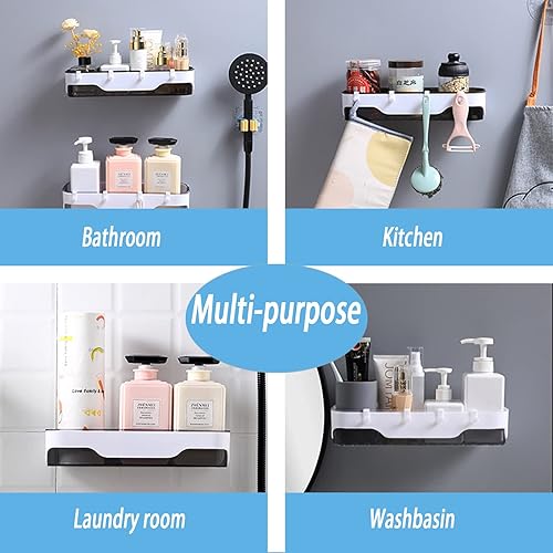 Miniatura 5 de Organizador de estante de ducha paquete de 2 unidades adhesivo de pared para champú sin taladrar estante de almacenamiento a prueba de óxido estante