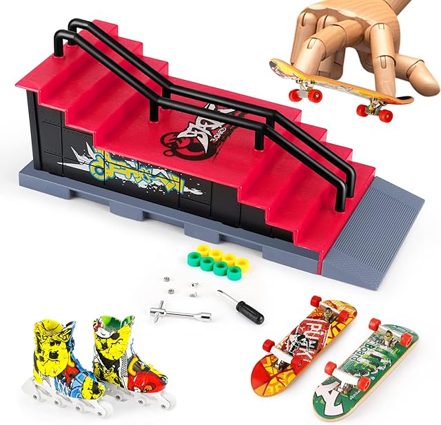 MOMSIV Mini Finger Skateboard and Ramp Accessories Set (F)