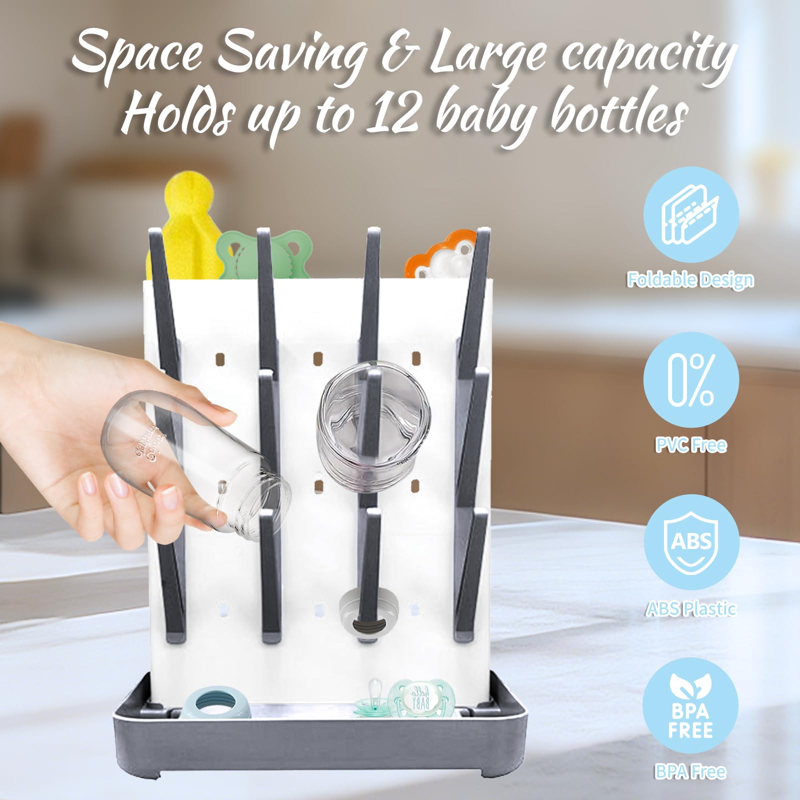 morkka Drying Rack for Baby Accessories Dishwasher-Safe Drying Rack for Hygienic Drying of Baby Bottles Dummies and Tableware - Image 3