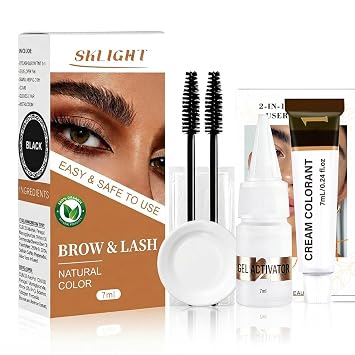Lash Color Kit, At Home DIY Eyebrow & Eyelash Color Set, Instant Results with Natural Ingredients, Safe & Easy to Use, Stays Vibrant for 2 Weeks 7ml Black