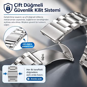 Amazfit Active 3 Premium Kordon Paslanmaz Çelik Metal Kayış [Active 3 Premium ile Uyumlu] -parent