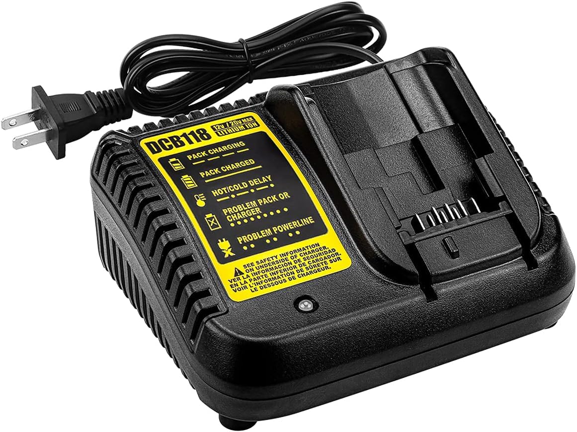 DCB118 Rapid Charger Replacement for Dewalt 12V-20V MAX Lithium Batteries, Compatible with DCB115, DCB107, DCB105, DCB102