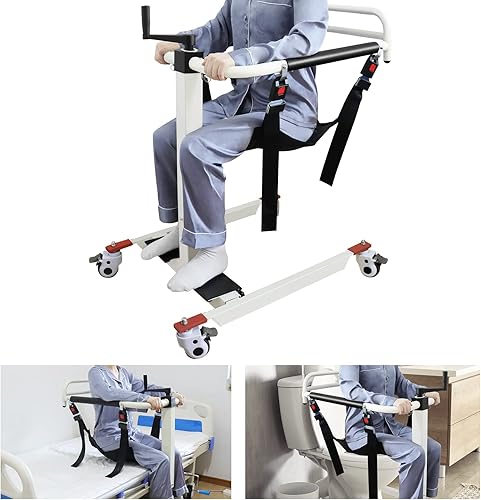 YHK Silla de transferencia para pacientes, elevación de transferencia portátil, altura ajustable, silla de transporte multifuncional para pacientes,