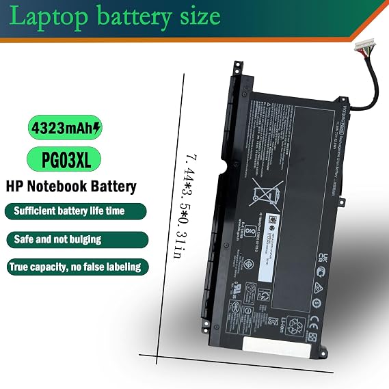 PG03XL 52.5Wh 4323mAh L48495-005 Laptop Battery Replacement for HP Pavilion Gaming 15-DK 15-dk0000 15-DK0125TX OMEN 5X FPC52 Series HSTNN-OB1I L48430-AC1 L48430-2C1 11.55V
