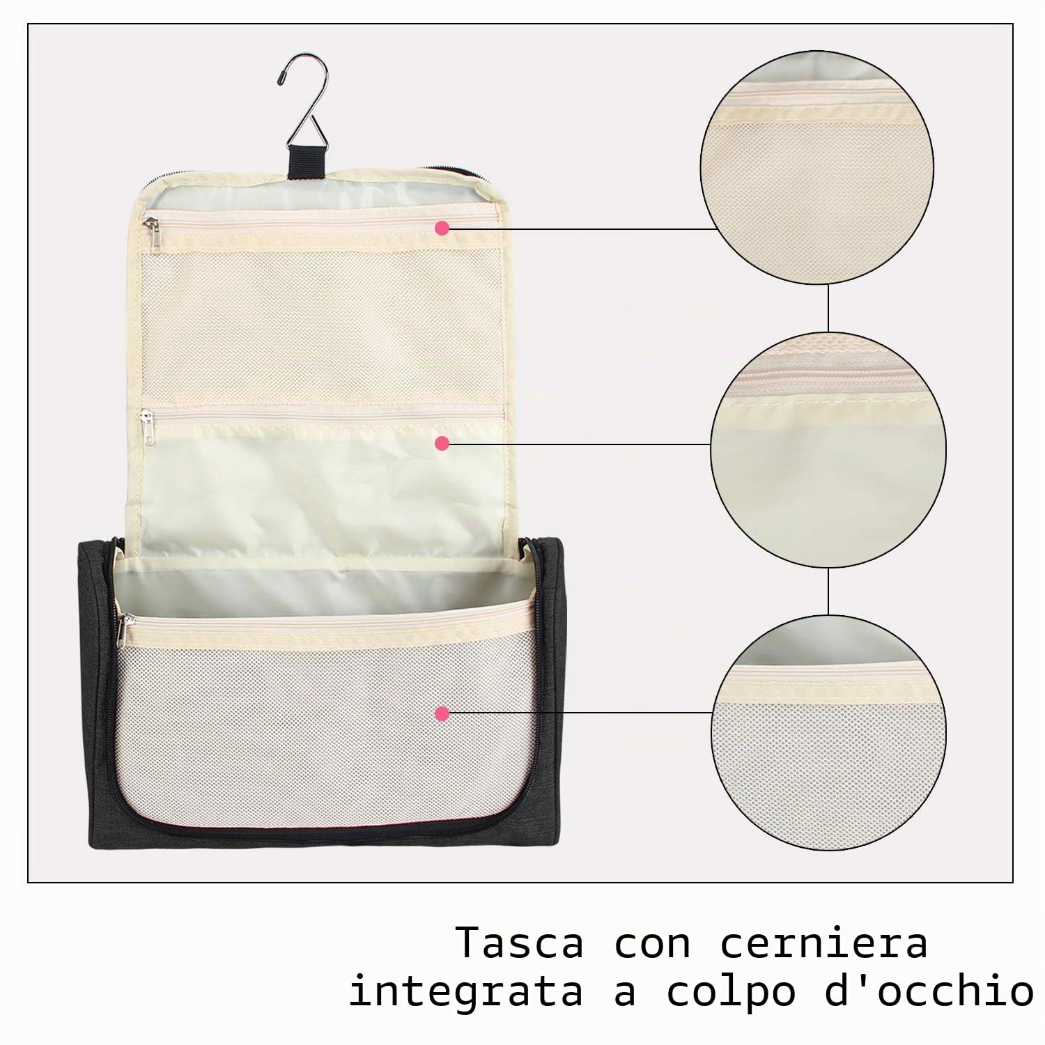 Teamoy Porta da Viaggio Compatibile con Dyson Airwrap Styler, Borsa a Muro Organizzatrice Portatile, Porta asciugacapelli con Gancio, Nero
