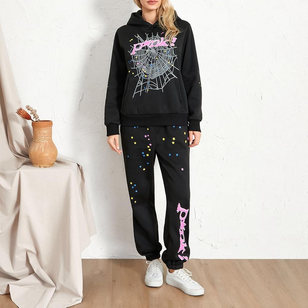 KOSUSANILL Hip Hop Spider 55555 Hoodies Set Y2k Hoodie Tracksuit