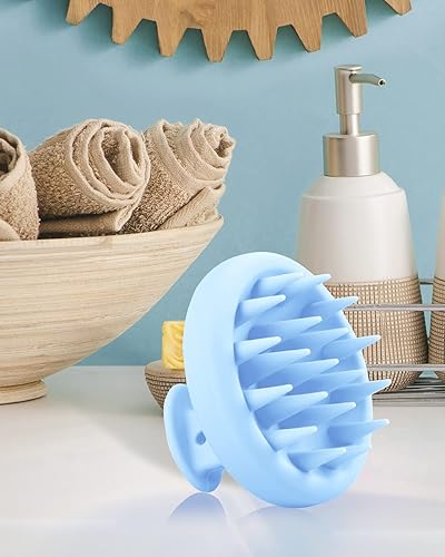 Miniatura 6 de BEAUTLOHAS - Cepillo de champú masajeador de silicona para el cuero cabelludo, limpiador de ducha con cerdas suaves, tratamiento para el crecimiento