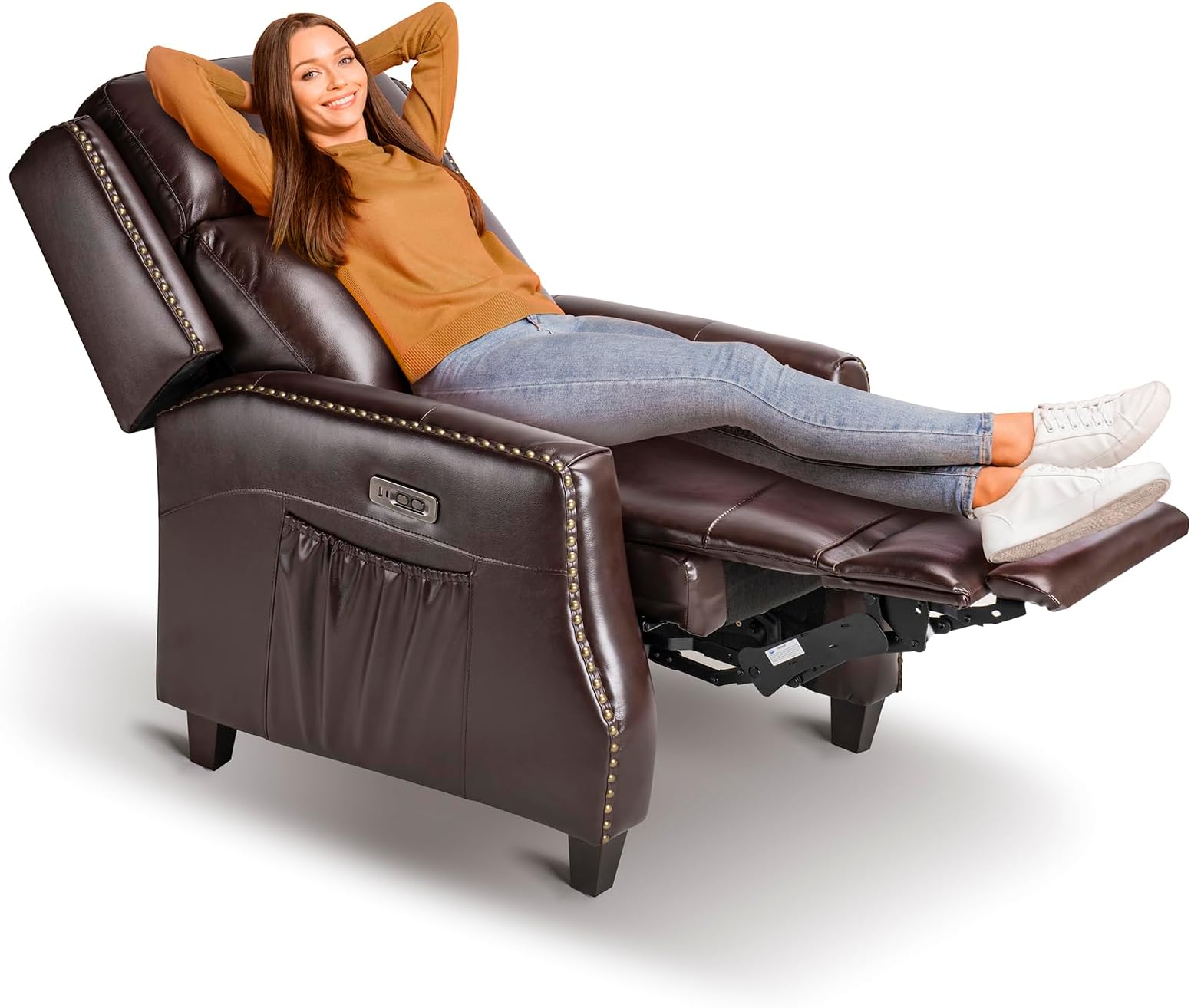 HULALA HOME Genuine Leather Power Recliner Chair with USB