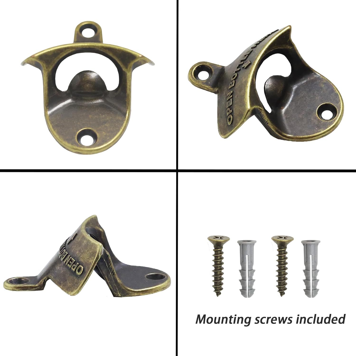 15 PCS Wall Mounted Bottle Opener Vintage Table Mounted Beer Cap Opener Bulk for Cooler DIY (Antique Bronze)