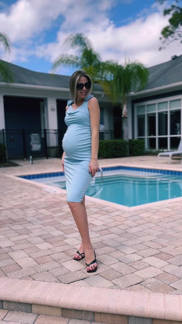 Watch Light Blue Baby Shower Dress Pregnancy Dresses on Amazon Live