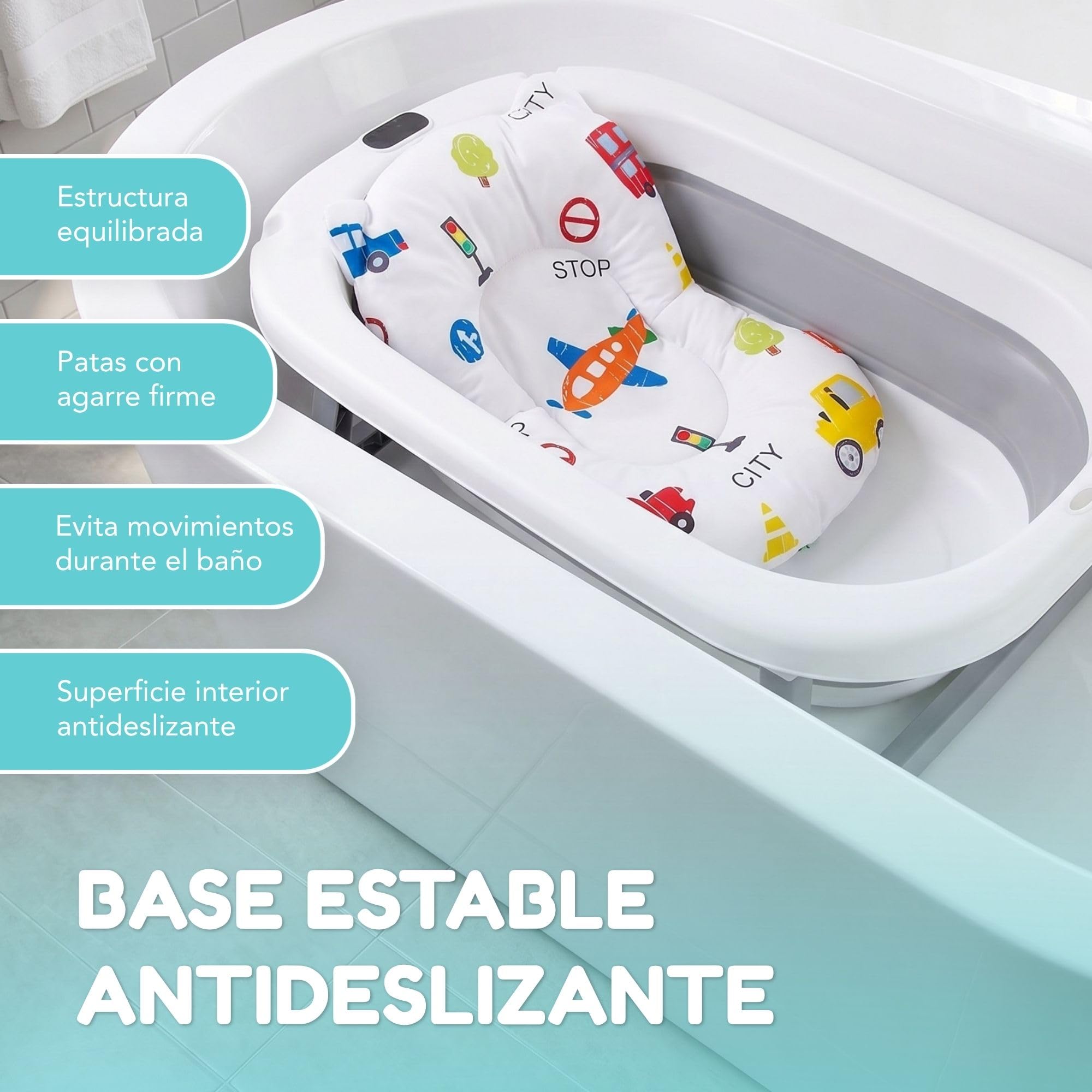 Bañera Bebe Con Patas - Incluye Termómetro Digital + Cojin Ergonómico + Jarra De Baño - Bañera Plegable Bebé - Patas Antideslizantes - Banheira Bebe Con Soporte - Ver Instrucciones Montaje