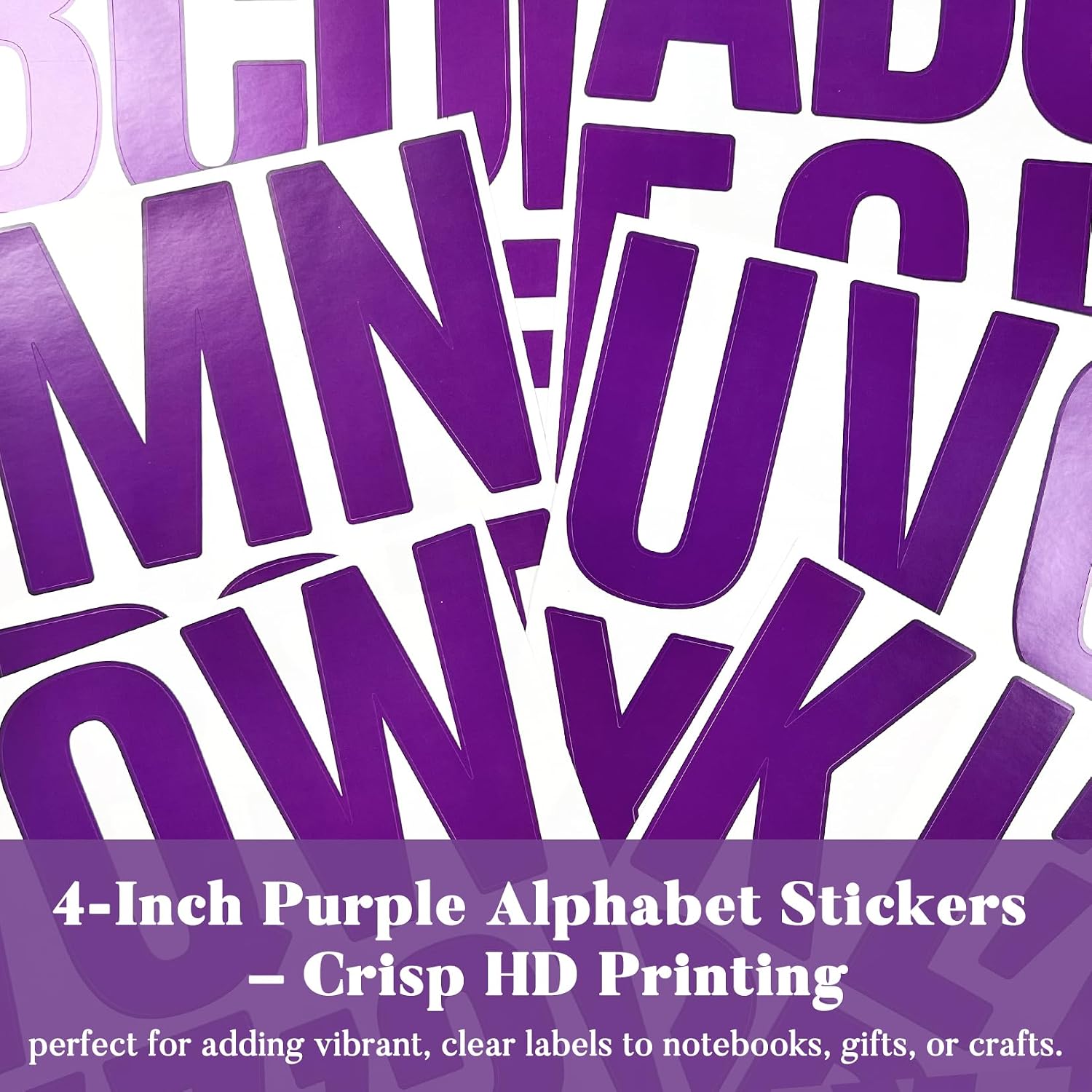 102 Large Alphabet Stickers, 9 Sheets 4 Inch Self-Adhesive Vinyl Letters Sticker Decals for Mailbox, Door, Truck, Windows, Suitable for Indoor and Outdoor - Purple