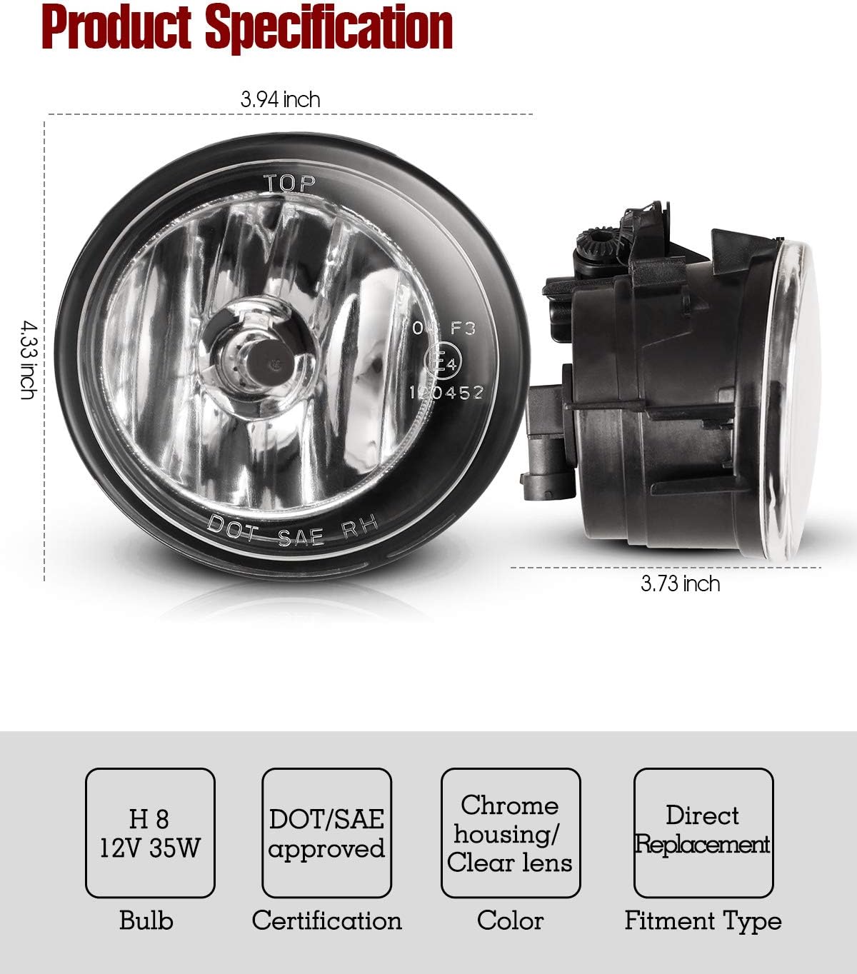 AUTOWIKI Fog Lights for 2015-2017 BMW X4, 2016-2018 BMW X1, 2011-2017 BMW X3 Fog Light Assembly 2PCS OEM Replacement Fog Lamps