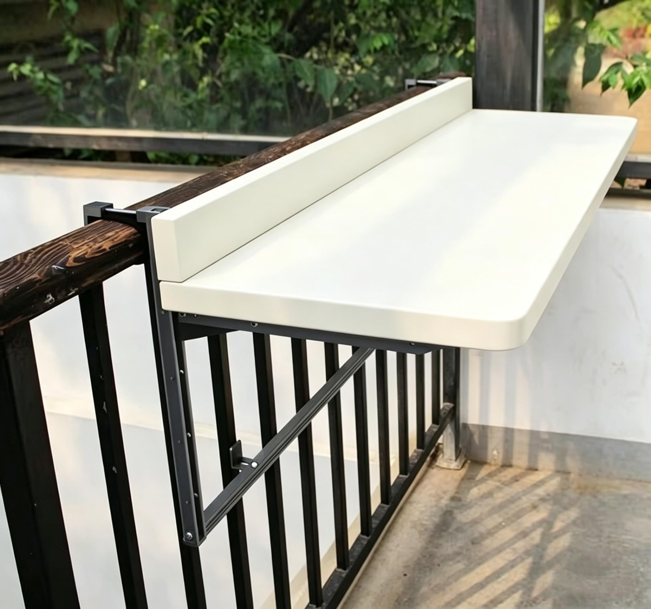 Klappbarer Balkon-Hängetisch, Verstellbarer Wand-Geländertisch Für Die Terrasse, Platzsparender Beistelltisch Für Den Außenbereich, Wetterbeständig Und Langlebig