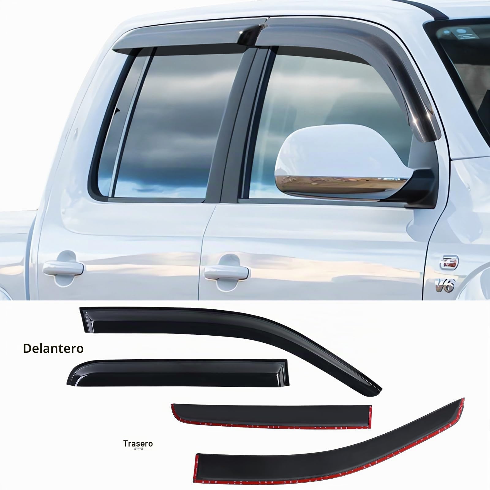 Deflectores de Aire Deflector de Viento para Volkswagen VW Amarok 2009-2022 V6 Derivabrisas Aventura Trendline Startline Highline Doble Cabina Deflector de Lluvia (Amarok 2009-2022)
