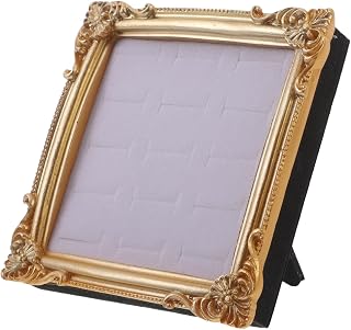 Vintage Resin Ring and Earring Display Stand for Home Retail | Baroque Style, Wear Resistant and Easy to Clean, Golden Finish, 5.5x3.6 Inches, Christmas Decor