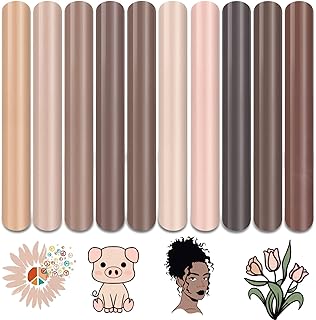 Tintnut Skin Tone Heat Transfer Vinyl - 10 Sheets Bundle 10x12 Inch Cream Barely Beige Iron on Vinyl Brown Tan HTV Vinyl Craft Cutter DIY T-Shirts Clothing Bags for Cricut Silhouette Cameo