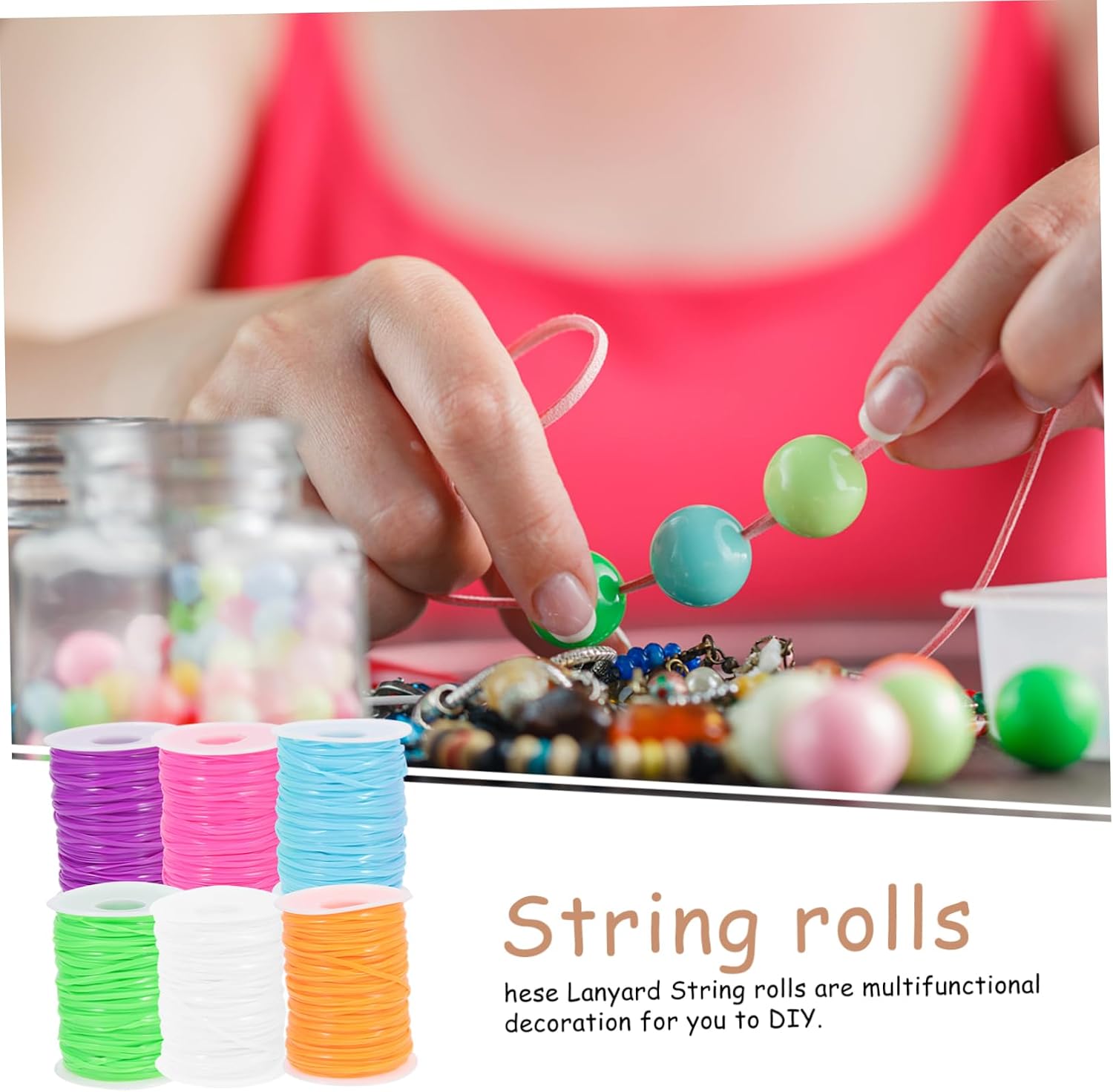 6 Rolls PVC Lacing Cord Decorative Lanyard String for DIY Crafts Smooth Texture for Bracelets Keychains and Art Projects Yards Total