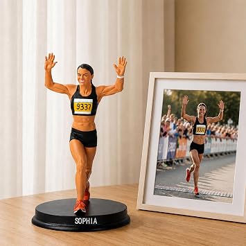 callie Custom 3D Figurine from Photo - Personalized Marathon Runner Gifts for Women Men - Lifelike Running Mini Statue Office Desk Resin Decor