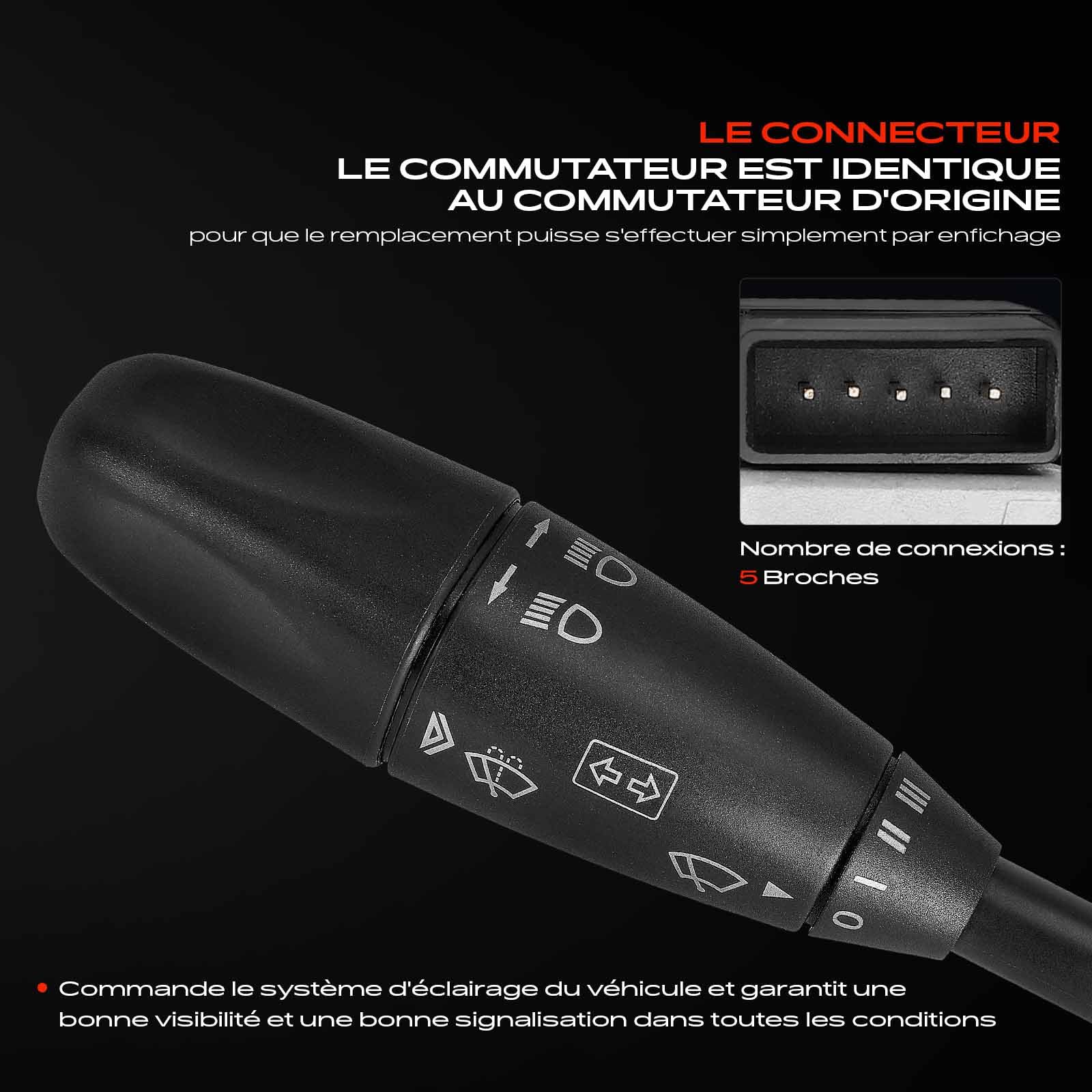 Frankberg Interrupteur de Colonne de Direction Compatible avec Classe C T-Model S203 Classe C W203 Classe C Coupé CL203 CLK Cabriolet A209 CLK C209 Remplacer# A0005452310
