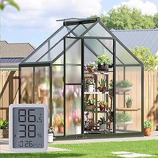 6x4FT Outdoor Greenhouse, Polycarbonate Green House, Small Walk-in Green...