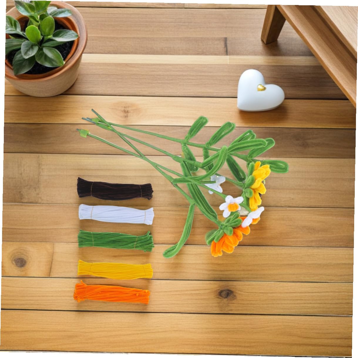 WRITWAA 1 Box Kit Fiori in Steli Flessibili Steli in Ciniglia per Lavoretti Fai da Te Decorazioni Feste e Progetti Artistici