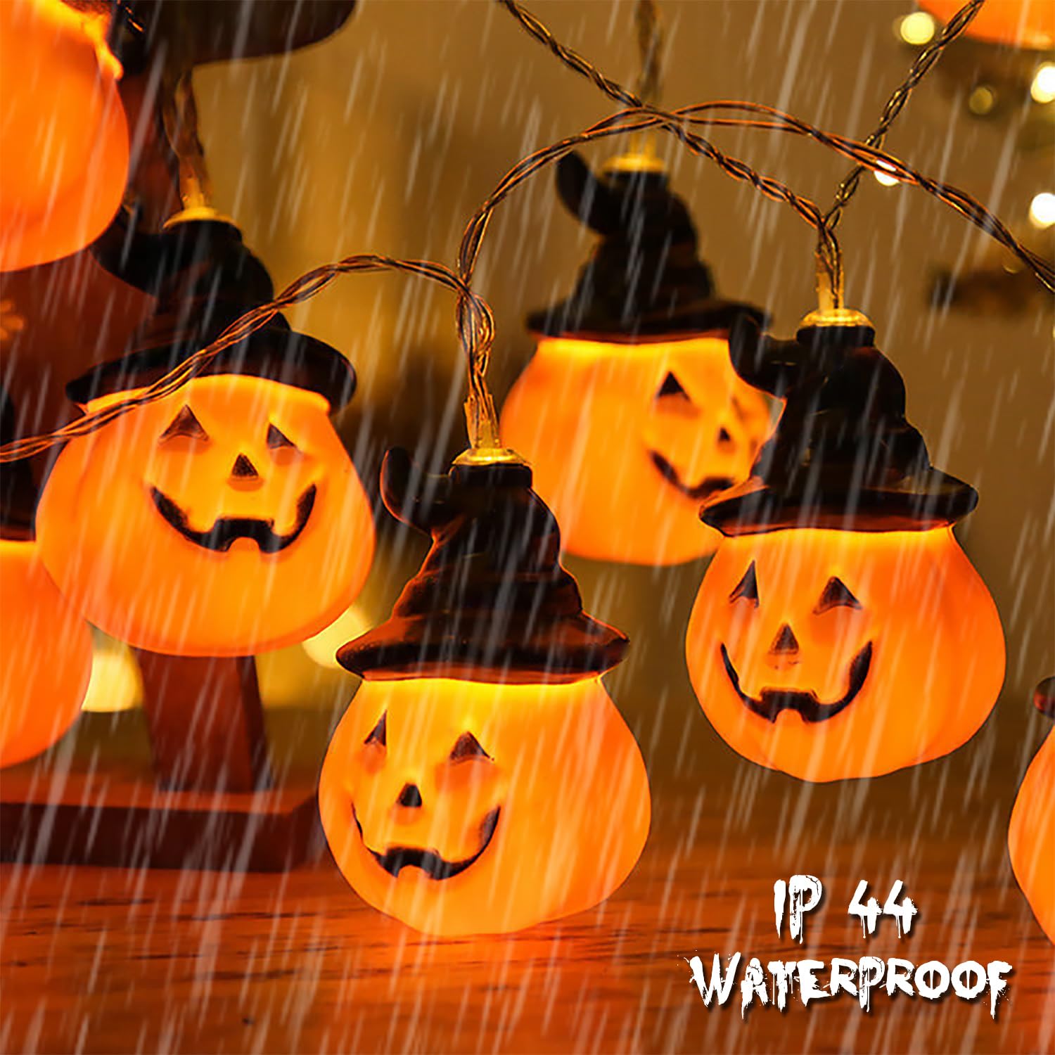 Runleo Halloween Pumpkin String Lights with Witch Hat, 20