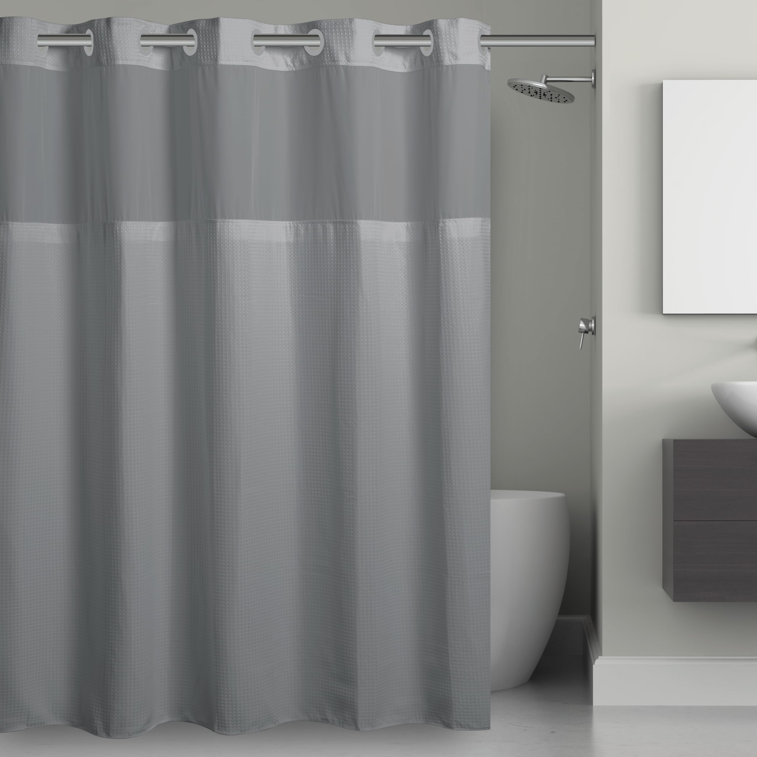 Hookless Microfiber 71" x 74" Shower Curtain in Frost Grey