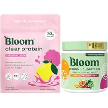 Bloom Raspberry Lemonade Clear Protein and Orange Passionfruit Greens Powder Bundle